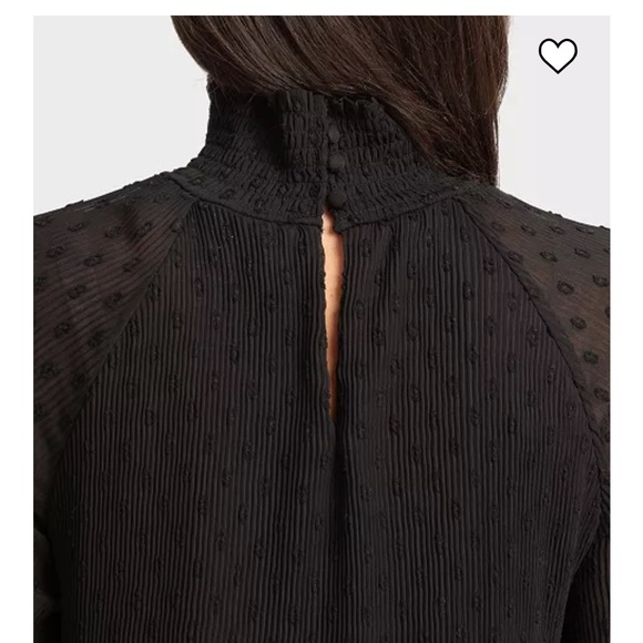 NWT Seraphine Black Pleated Bishop Sleeve Dress - Picture 4 of 11